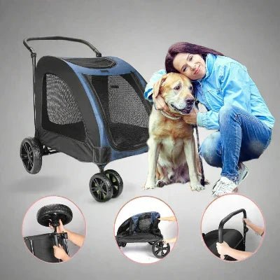 Poussette pour Chien - StrollyPet™ - Bleu - Le chien voyageur - Poussette pour Chien - StrollyPet™ - Bleu